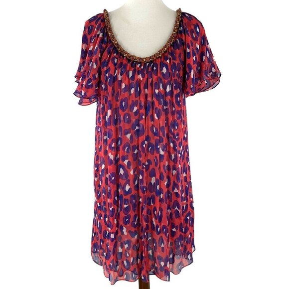 Diane Von Furstenberg Dresses & Skirts - Diane von Furstenberg Soleil Swim Pink Leopard Print Chiffon Cover-up/Dress M